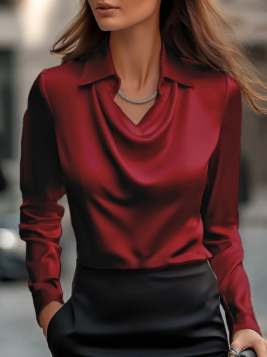 Women Fashion Solid Color Shirt Collar Blouse Tops 2025 Spring Autumn Casual Long Sleeve Office Shirt Elegant Top Female