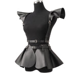 Leather Skirt Women's Belts Fashion Body Harness Belt Skirt With Ruffle Hem Gothic Style Waist &Shoulder Belt Clothing Accessory
