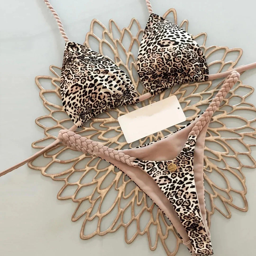 New Bikini Women Swimsuit Beach Vacation Swimwear Leopard Printed Sexy Bikini Set Beachwear Swimsuit Thong Bathing Suit Biquinis