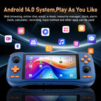 K56 Android 14 portable gaming console with 5.5-inch touchscreen and over 50 retro video game emulators for DC/MAME/SS