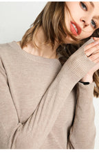 Women Slim O-Neck Pullover Cashmere Wool Blending Sweater Autumn And Winter Long-Sleeved Knit Bottoming Shirt Large Size 2024