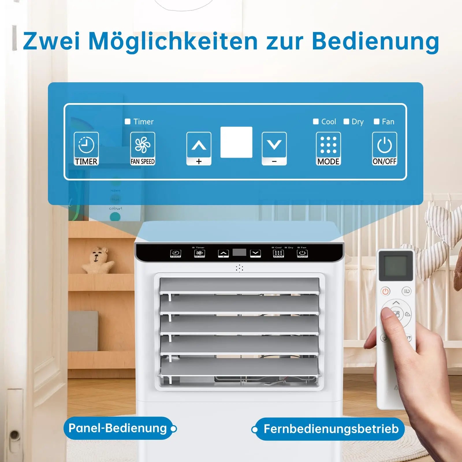 7000 BTU Portable Air Conditioner, 3-in-1 Cooling Dehumidifier & Fan, 2 Speeds, No External Unit, Quiet For Rooms Up To 30 m²
