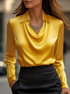 Women Fashion Solid Color Shirt Collar Blouse Tops 2025 Spring Autumn Casual Long Sleeve Office Shirt Elegant Top Female