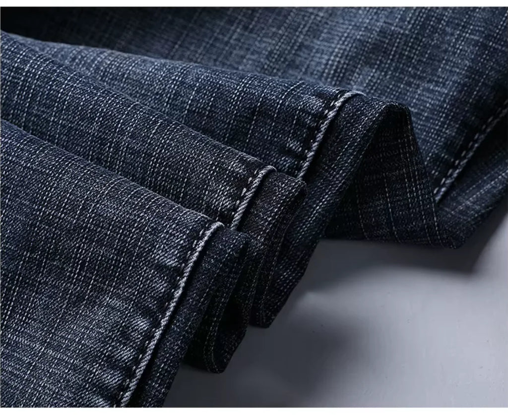 Wthinlee New Business Men's Jeans Casual Straight Stretch Fashion Classic Blue Black Work Denim Trousers Male Brand Clothing