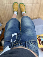 Spicy Girl Retro American Five-Point Denim Shorts Women Summer New Loose Design Slim Straight Leg Wide Leg Medium Pants