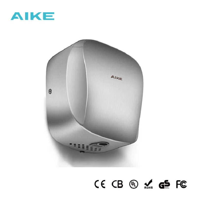 AIKE Air Tank Heavy Duty Automatic Hand Dryer HEPA Filter UL Approved 1450W Brushed Stainless Steel Finish Hand Drying Machine