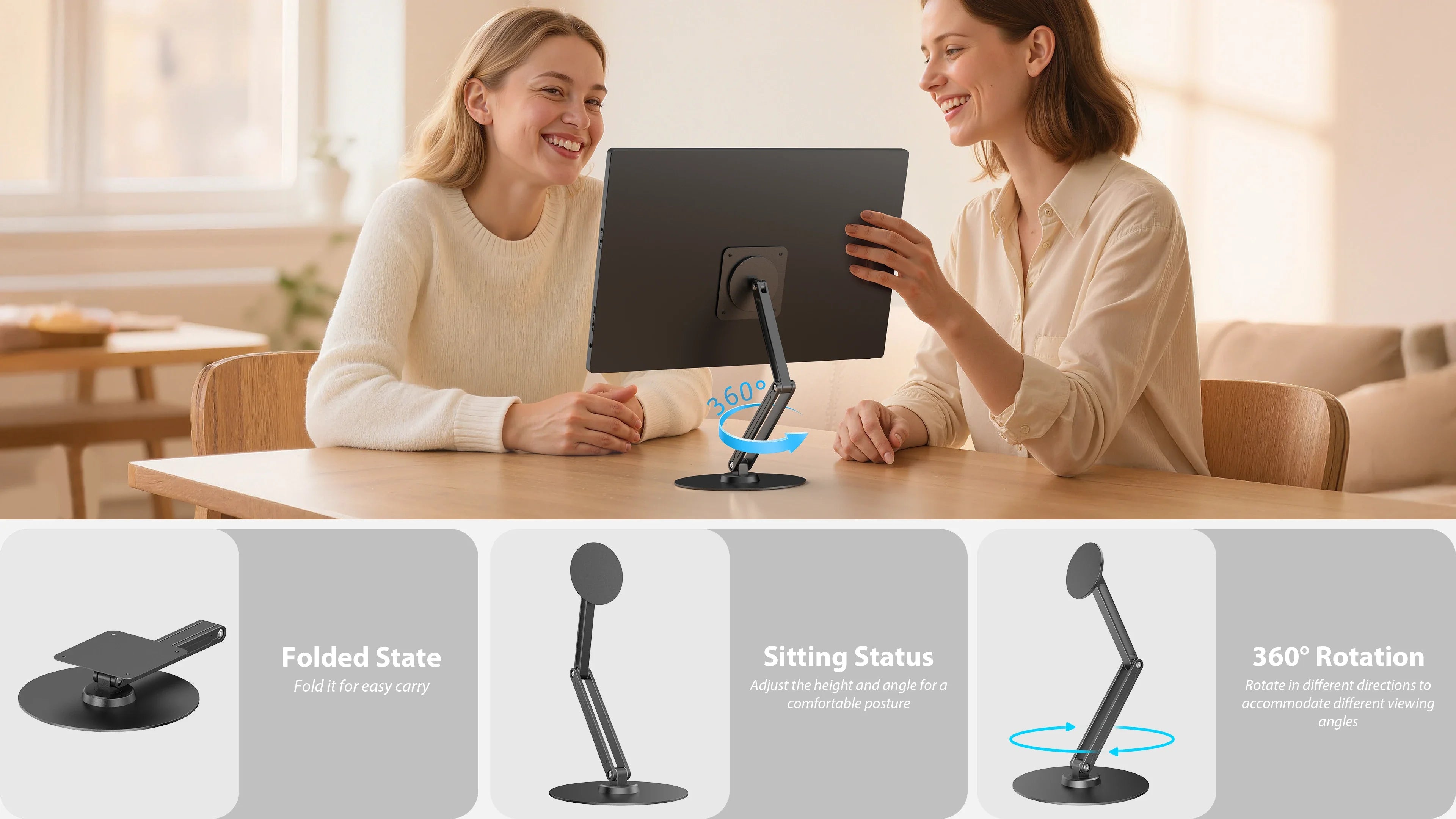 UPERFECT Metal Magnetic Bracket VESA 2 IN 1 Stand Max Support 19" Portable Monitor with Adjustment Holder For 7"-19" Dispalys