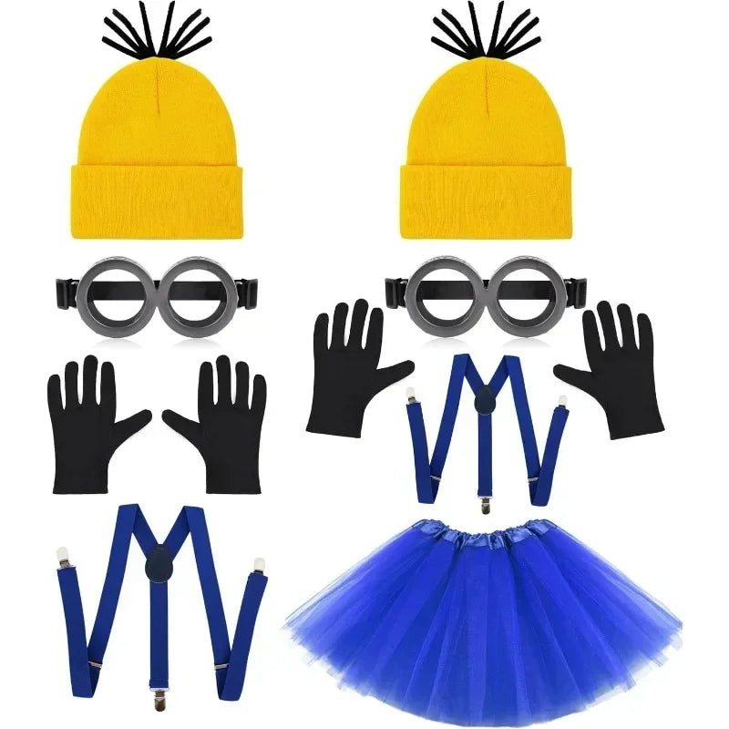 Disfraz disguise Funny Halloween Costume Accessories Adult,Goggles Glasses/Yellow Beanie/Gloves for Men Women Cosplay Party Set Main image