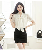 Blouses Shirts Women Blouse Shirt New Summer Bow Collar Embroidery Blouse Shirt Women Tops Short Sleeve Blusas Para Mujer Q4102