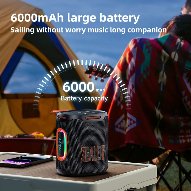 S122 25W Wireless Bluetooth Speaker Outdoor Portable Mini Waterproof Speaker with Light 6000mAh Battery Bass Boost for Outdoor