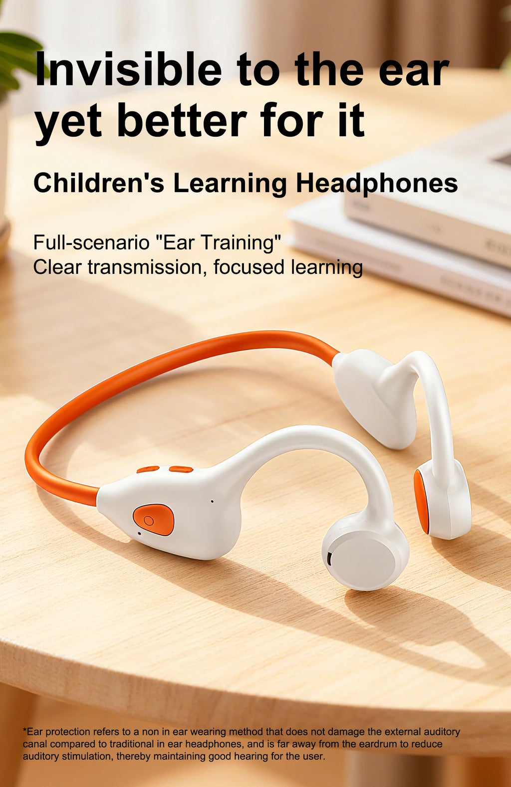 Air Conduction Stereo Headphones Kids Open Ear Bluetooth6.0 Earphones  Wireless Learning Noise Reduction Music Headset Earhook