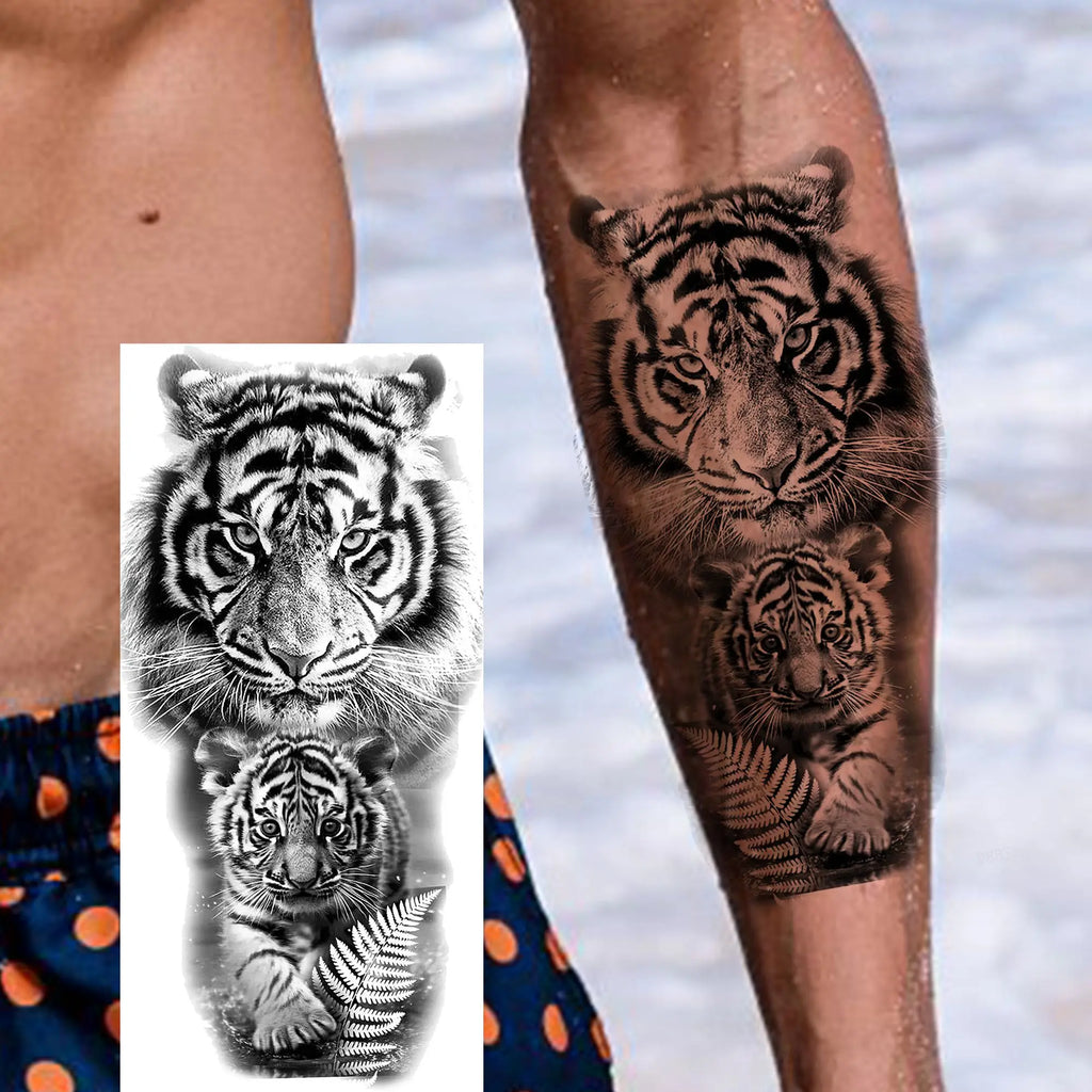 1 Sheet Cobra Snake Dragon Scorpion Temporary Tattoos For Men Women Waterproof Long Lasting Lion Tiger Wolf Fake Tattoo Stickers