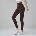 SOISOU Nylon Yoga Pants Gym Leggings Women Girl Fitness Soft Tights High Waist Elastic Breathable No T Line Sports Pants