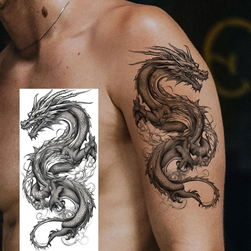 1 Sheet Cobra Snake Dragon Scorpion Temporary Tattoos For Men Women Waterproof Long Lasting Lion Tiger Wolf Fake Tattoo Stickers