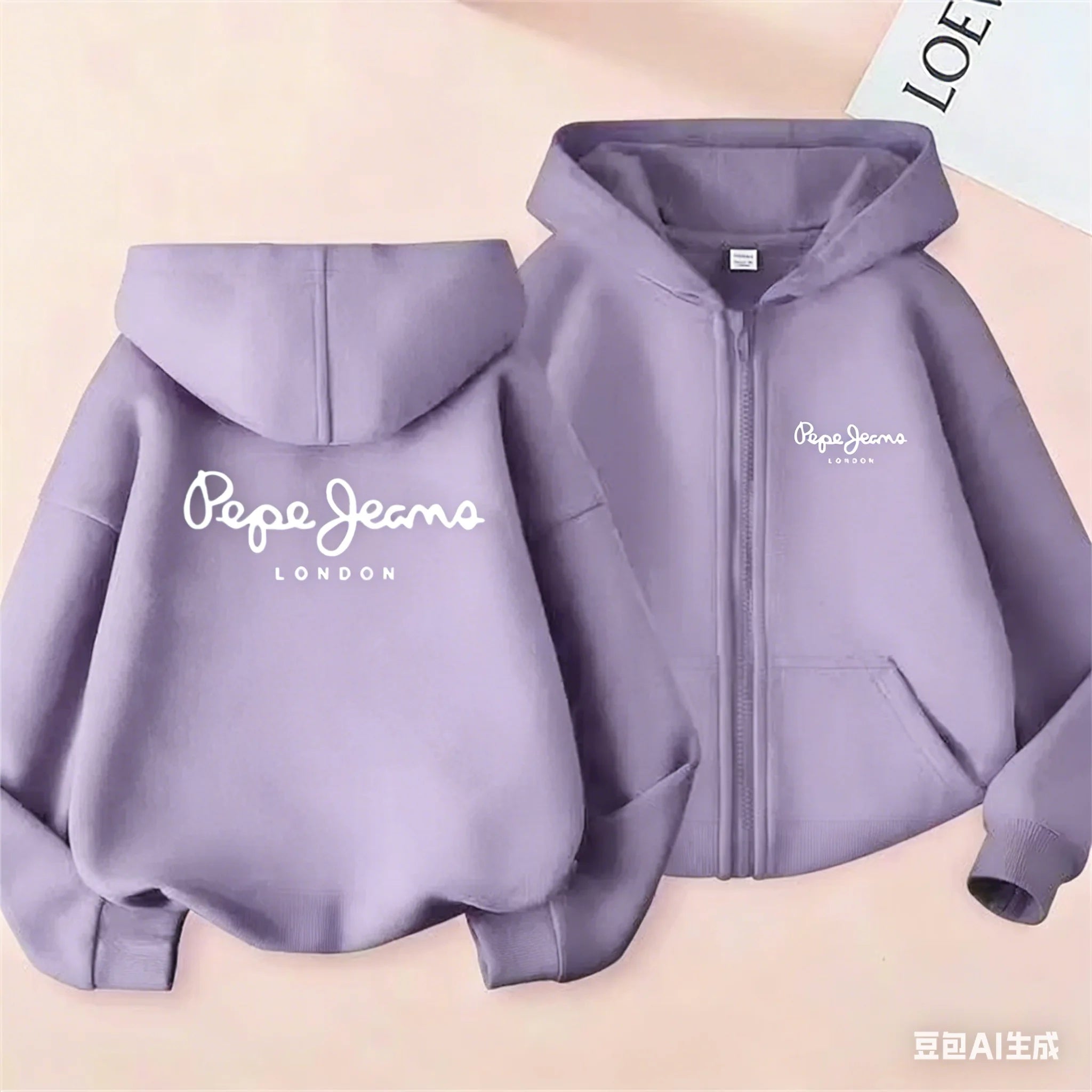 Fashion brand print Hoodies coat Children Zipper Tops Girl pink Boy black Kids Clothing Casual Spring Autumn Sweatshirts Main image