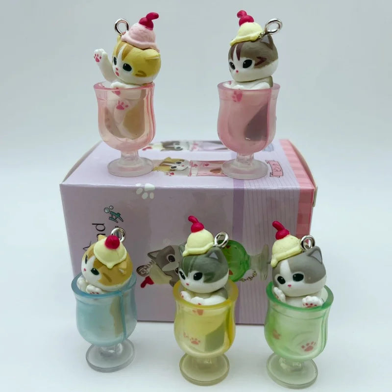 In Stock New Mofusand Cat Pudding Cold Drink Pendant Mini Figures Blind Box Anime Figures Ornaments Dolls Birthda Xmas Gifts Toy