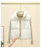 Winter Short Down Sleeveless Vest Women Warm Stand Collar Zipper Jacket Casual Fashion Quilted Cropped Coats Street Outerwears