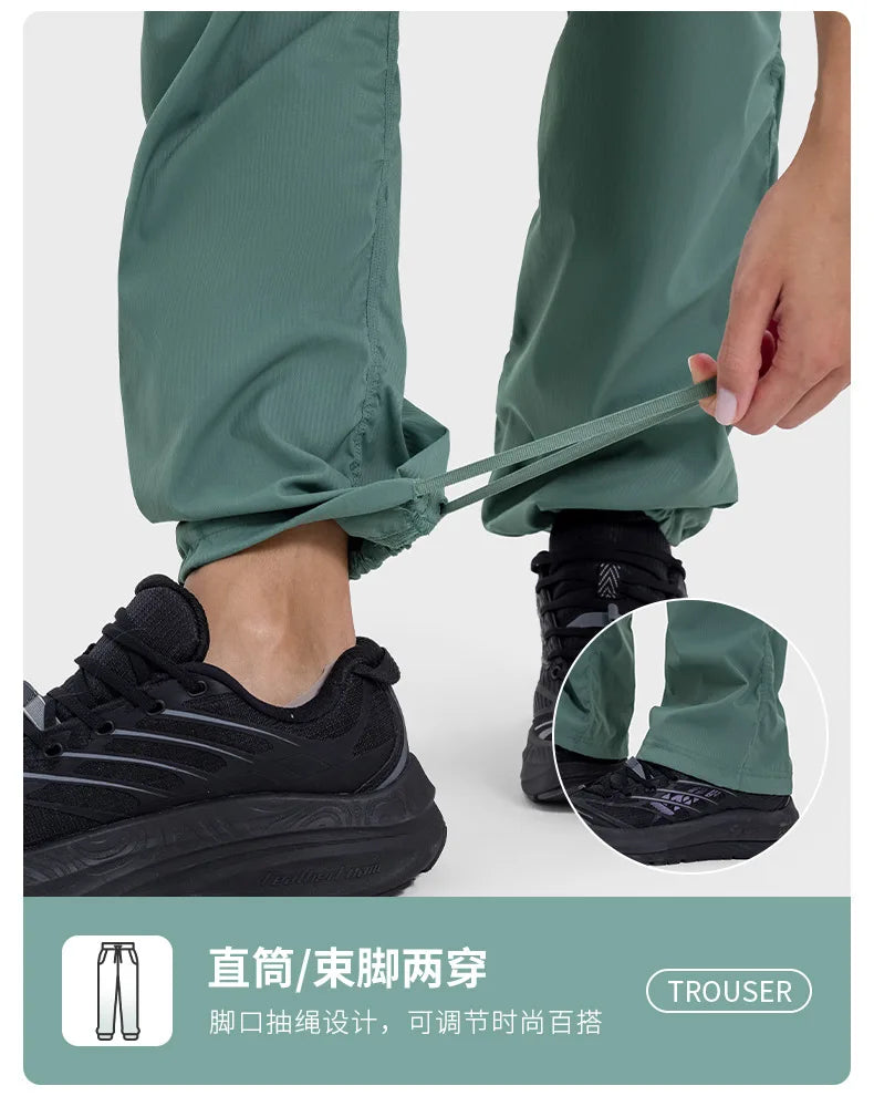 Women Quick Drying Sports Pants Lightweight Breathable Running Fitness High Waisted Loose Wide Leg Casual Yoga Pants 2024 Autumn