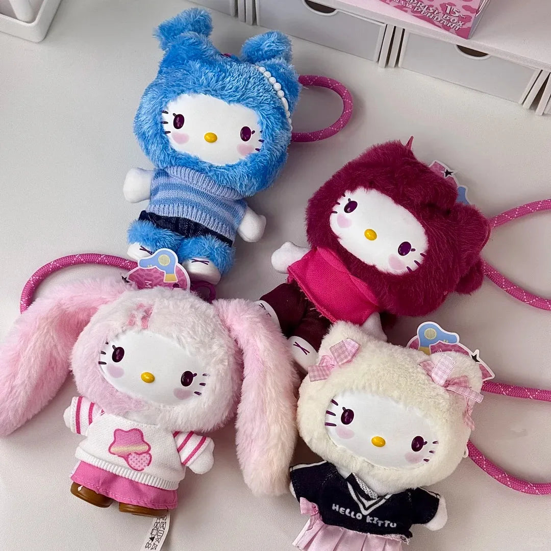 Genuine Hello-Kitty Pop Star Velvet Pendant Series Vinyl Doll Blind Box Trendy Kawaii Surprise Gift Lovely Trendy Blind Box Toys
