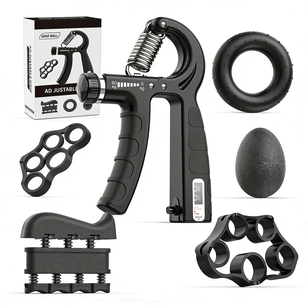 6 Pack Hand Grip Strengthener Kit, Adjustable Resistance Counting Hand Gripper, Finger Exerciser, Grip Ring & Stress Relief Ball for Forearm Workout, Wrist Rehabilitation Training