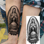 1 Sheet Realistic Jesus Holy Mother Pray Temporary Tattoos For Men Women Adults Long Lasting Waterproof Temp Fake Tattoo Sticker