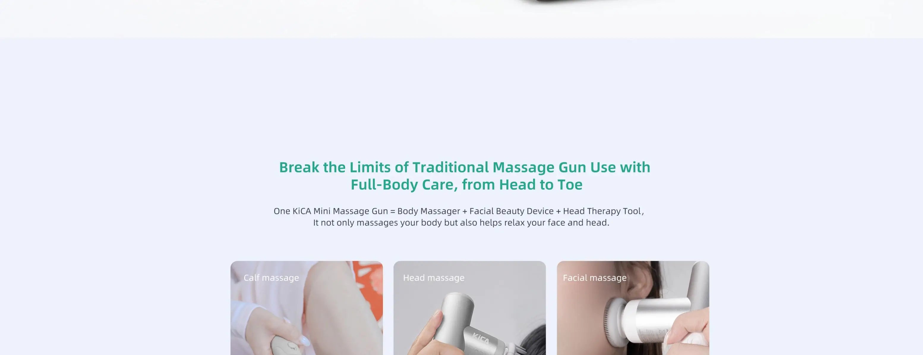Kica Mini 3 Massage Gun, 3000RPM Stepless Speed, 7kgf Impact Force, 4 Heads, 255g Lightweight Sport Muscle Massager