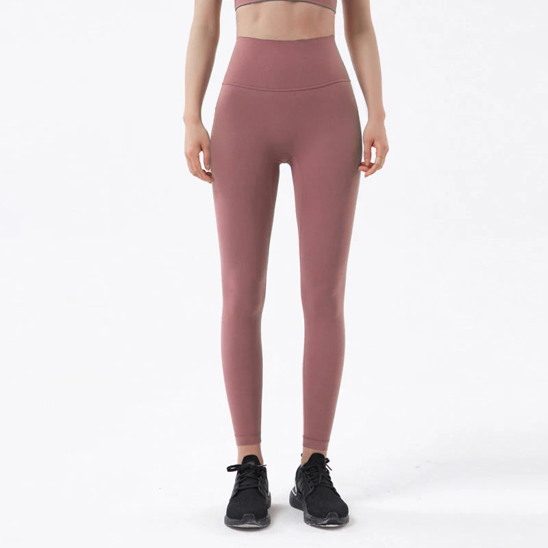 SOISOU Nylon Yoga Pants Gym Leggings Women Girl Fitness Soft Tights High Waist Elastic Breathable No T Line Sports Pants