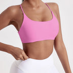 Solid Color underwear Cross Back Women Fitness Sports Bra Top Yoga Comprehensive Training Jog Chest Pad Spaghetti Strap Beauty