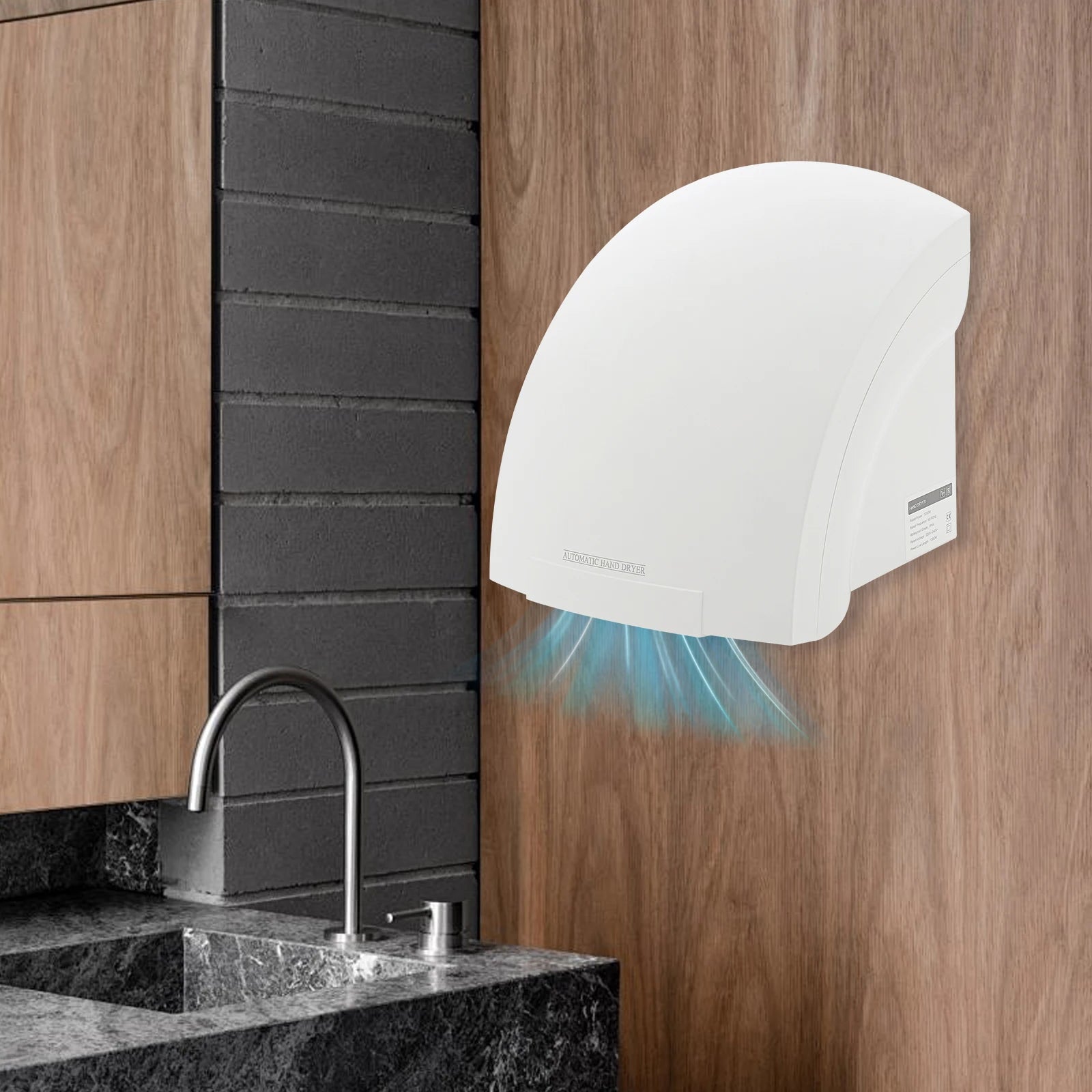Electric Hand Dryer Compact Wall Mounted Automatic Air Hand Dryer with Infrared Sensor for Commercial Bathroom Hotel and Home