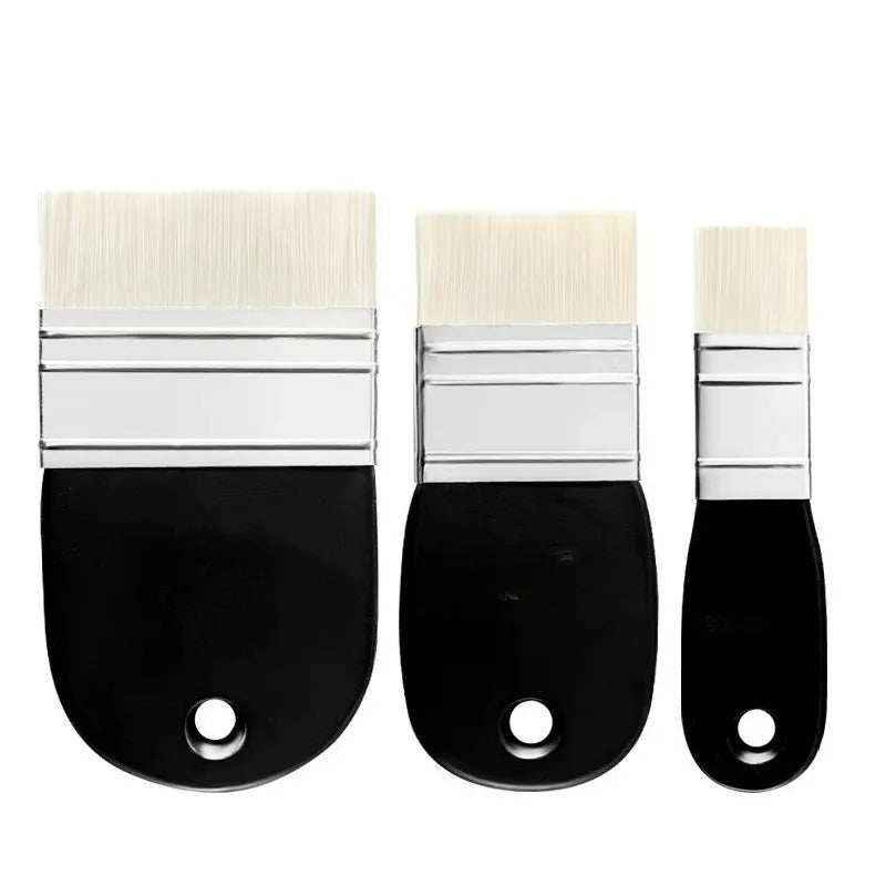Oil Painting Nylon Pen Set Gouache Acrylic 3 Pcs Small/Medium/Large Sizes Flat Head Brush Wood Handle Painting Tools for Fine Main image