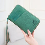 Multi-Functional RFID Blocking Passport Bag Travel Document Holder with Long Zipper Ticket Storage Wallet for Multiple Passports