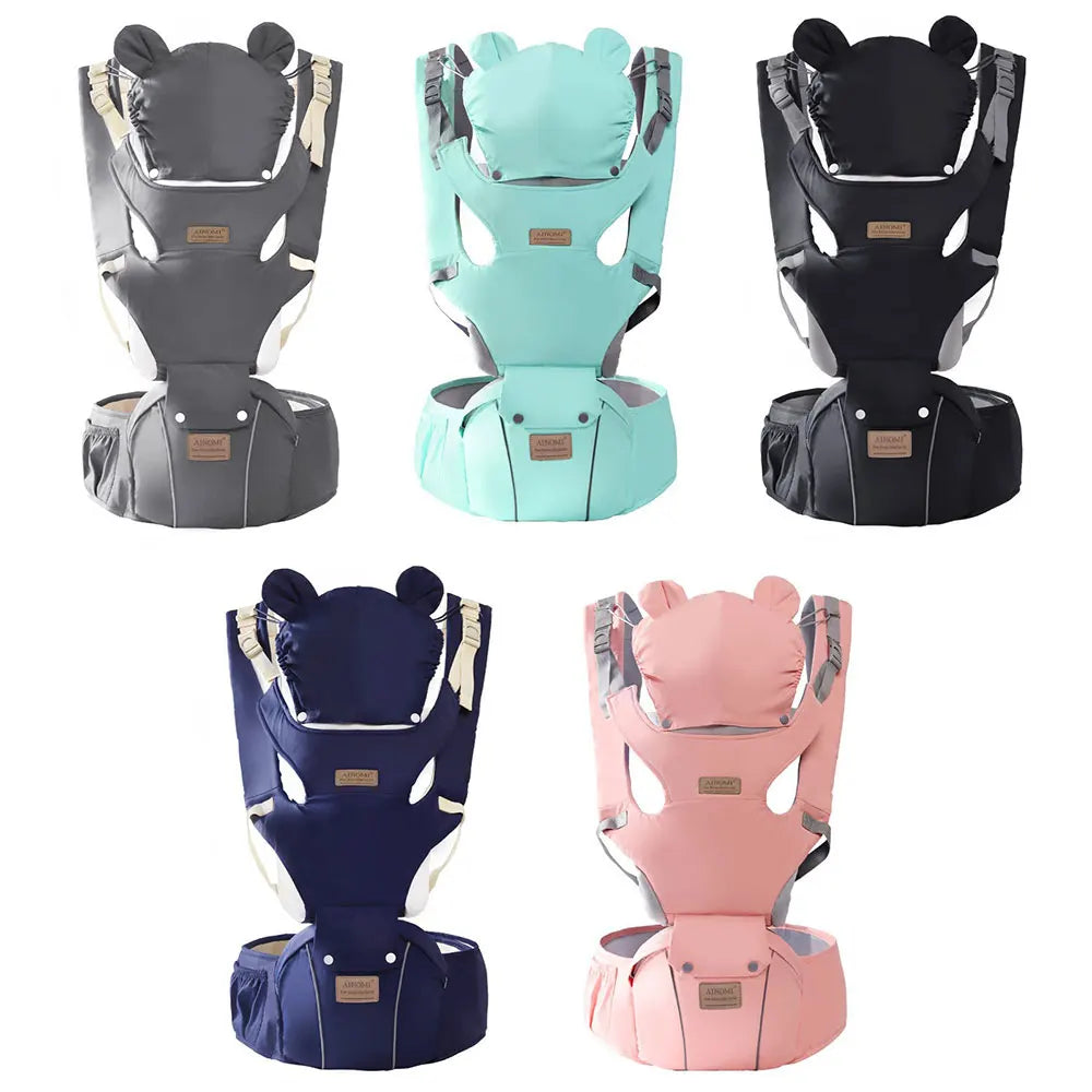 3 IN 1 Baby Hipseat Carrier Backpack Straps for Infant Toddler 0-36M Ergonomic With Windproof Hat for Winter Luminous Strips Main image