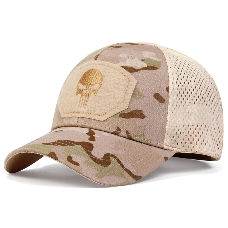 Skull Tactical Airsoft Cap Adjustable Breathable Sun Visor Trucker Hat Mesh Hunting Hiking Snapback Baseball hats gorra