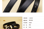 Ladies leather belt; cowhide versatile decoration for suit waist belt; retro simple high-end black ins style denim belt.