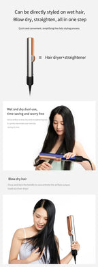 Professional 2 In 1 Hot Air Flat Iron Hair Straightener Dryer With Negative Ions Smooth Frizz-Free Hair Styling Tool
