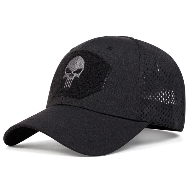 Skull Tactical Airsoft Cap Adjustable Breathable Sun Visor Trucker Hat Mesh Hunting Hiking Snapback Baseball hats gorra