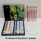 Acrylic paint set, 36 colors, each bottle 0.41 fluid ounces (12 ml), 36-color acrylic paints, non-fading, rich in color, suitabl