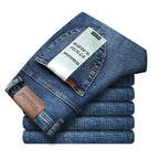 WTHINLEE Business Men's Jeans Casual Straight Stretch Fashion Classic Blue Work Denim Trousers Male Brand Clothing Size 28-40