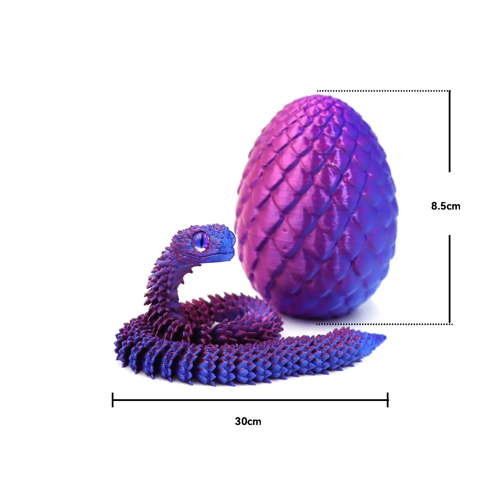 4pcs/set 3D printed snake surprise egg decoration, flexible joints, the best gift for 3D printing enthusiasts