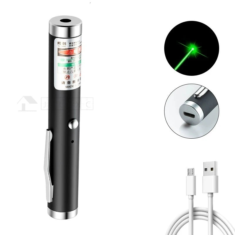 Portable USB Green Laser-Pointer 2 In 1 Detachable Lamp Holder Mini Laser Pen Visible Focus Red Combination For Hunting
