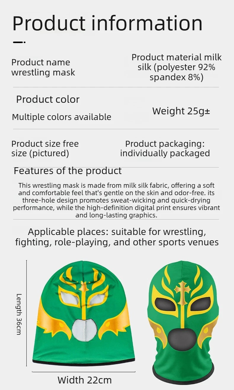 Boxing Mask Wrestling Mask Elastic Milk Silk Mask Lycra Fabric Print Halloween Party Dress Up Costume Party Mask