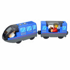 Magnetic Electric Train Car Locomotive Wooden Track Slot Diecast Railway With Two Carriages Train Wood Kid Toy Biro Leduo Track