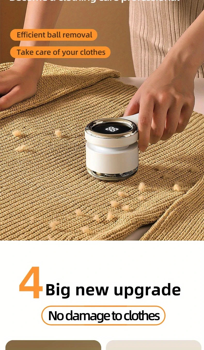 Electric Lint Remover Fabric Shaver LCD Display USB Rechargeable Portable Clothes Fuzz Remover Hair Balls Trimmer for Home