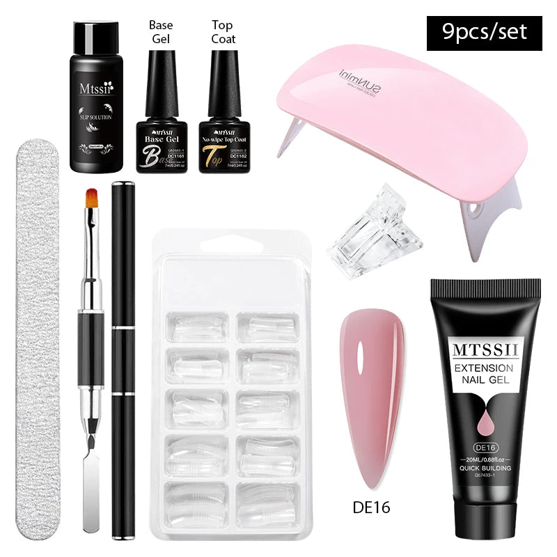 24PCS/Set 20ml Poly Naili Extension Gel  Kit Mini UV Lamp Sealer With Base Top Coat Professional Poly UVNail Gel Kit Starter Kit