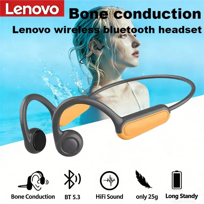 Lenovo New Real Bone Conduction Sport Headphone Wireless Earphone Bluetooth-compatible Headset Hands-free With Mic For Running