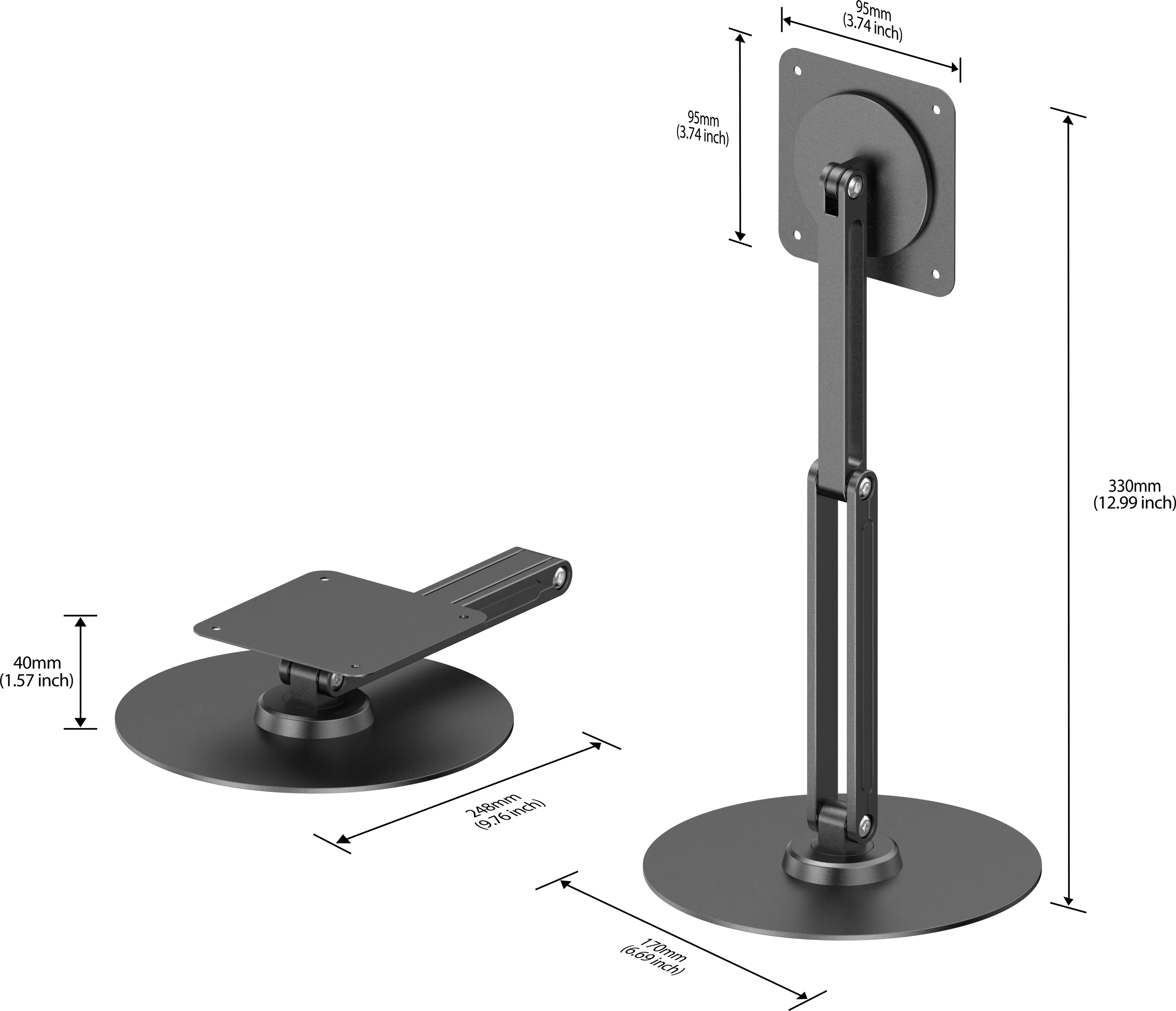 UPERFECT Metal Magnetic Bracket VESA 2 IN 1 Stand Max Support 19" Portable Monitor with Adjustment Holder For 7"-19" Dispalys