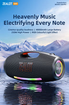 ZEALOT-S89 250W Waterproof Portable Loud Bluetooth Speaker, Wireless Outdoor Boombox SubwooferTriple Passive Radiators-Deep Bass