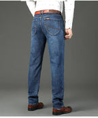 WTHINLEE Business Men's Jeans Casual Straight Stretch Fashion Classic Blue Work Denim Trousers Male Brand Clothing Size 28-40