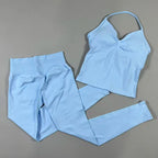 UETEEY Seamless Gym Set Women Tank Tops High Waist Scrunch Yoga Leggings Fitness Clothes Workout Sets Gym Suit Activewear