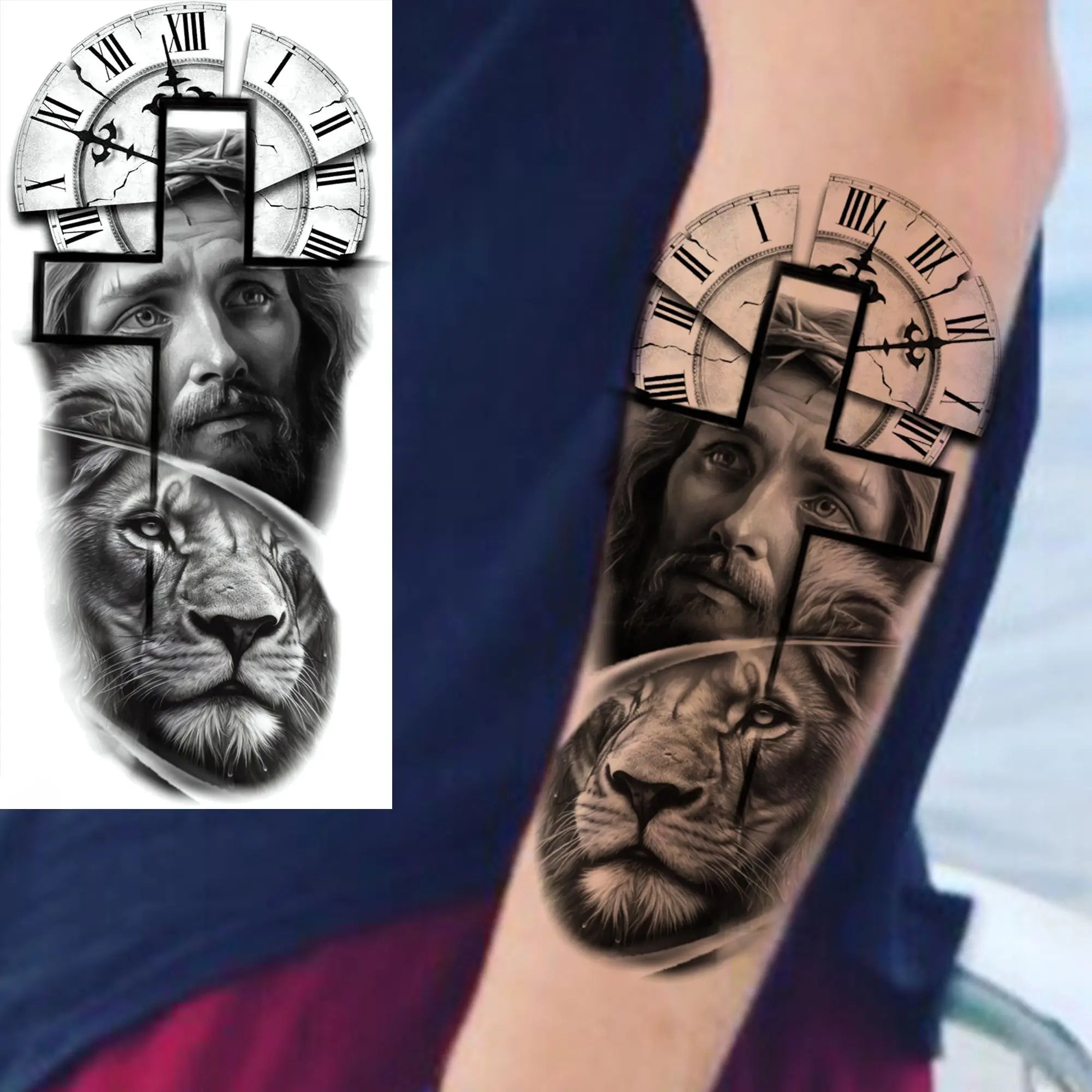 1 Sheet Realistic Jesus Holy Mother Pray Temporary Tattoos For Men Women Adults Long Lasting Waterproof Temp Fake Tattoo Sticker